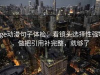 age动漫句子体检：看镜头选择性强吗，做把引用补完整，就够了